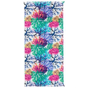 Nostalgic Prints AF-1536 Deep Sea Coral Printed Flat Woven Terry with Fringe Towel 36x70