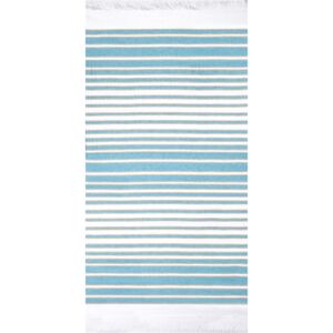 Nostalgic AF-1468 Turquoise Flat Woven Terry with Fringe Towel 36x70