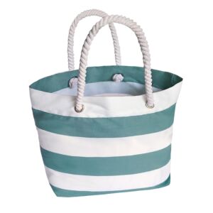 Canvas Stripes Beach Bag Teal