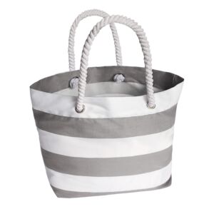 Canvas Stripes Beach Bag Grey