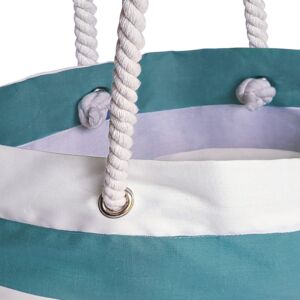 Canvas Stripes Beach Bag Teal