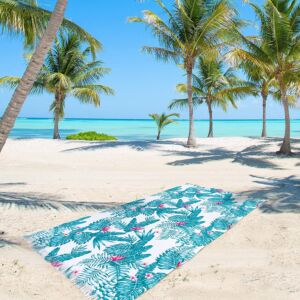 Nostalgic AF-1536 Meadow Blue Printed Flat Woven Terry with Fringe Towel 36x70