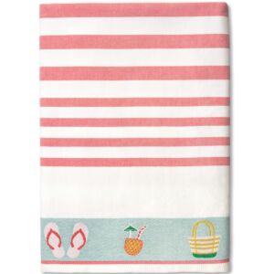 Vanguard FJ-6709 - Beach Icons Salmon/Red Flat Woven Terry Jacquard Towel 36x70